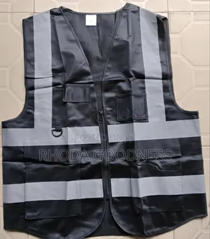 Black Reflective Vest Plain With Zip