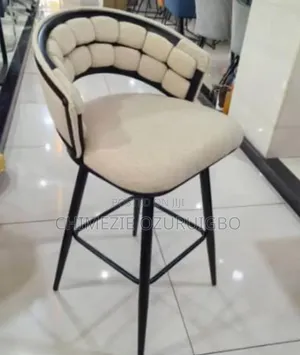 Biscuit Tufted Curved Backrest Bar Stool in Cream Colour