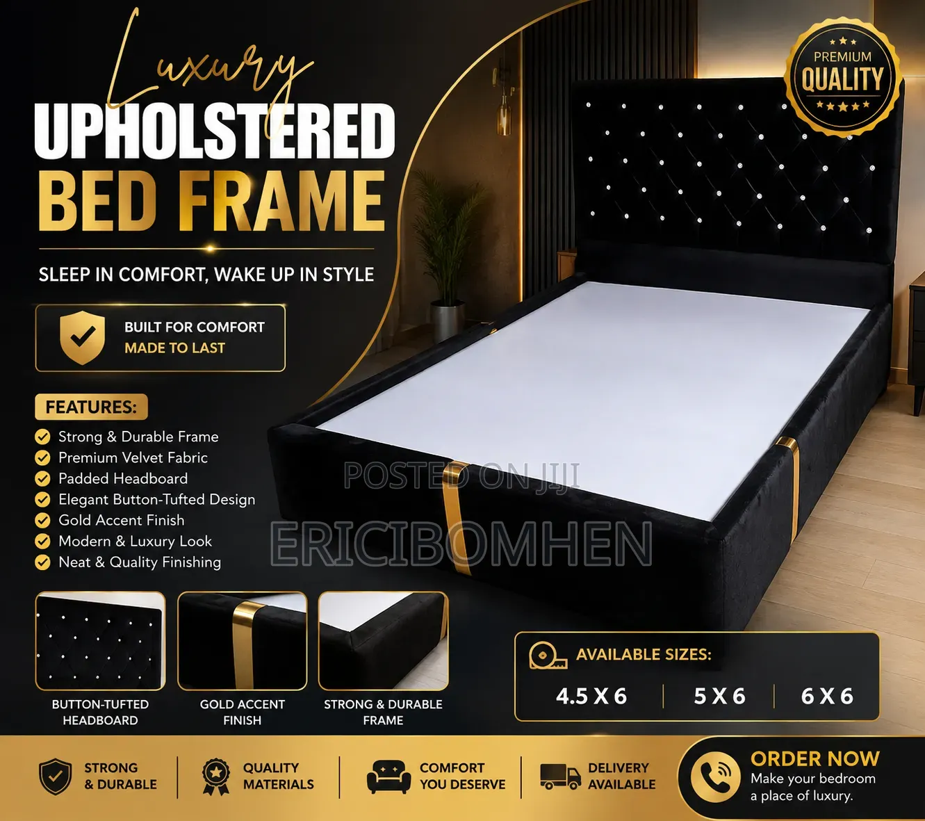 Modern 4x6 Upholstered Bed Frame