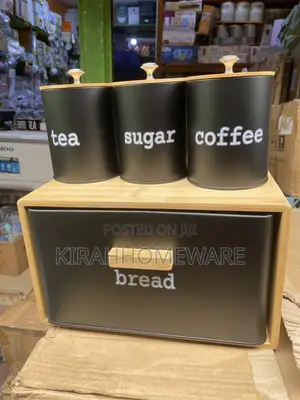 4 in 1 Bread Bin, Tea, Sugar and Coffee Canister Set