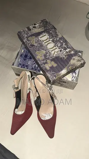 Brand New Christian Dior Burgundy Slingback Pointed Toe Heels