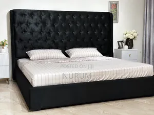 Luxury 6x6 Black Velvet Bed Frame,with Elegant Tufted Headboard