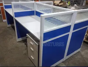 Modern4-Seater Office CubicleWorkstation With Drawers Glass Partitions