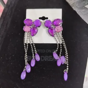 Purple Earrings Lady Flower Earrings Women Gift