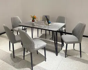 Luxury 6-Seater Marble Dining Table Set With Premium Leather Chairs