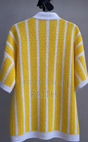 Crochet Stripped Polo Shirt