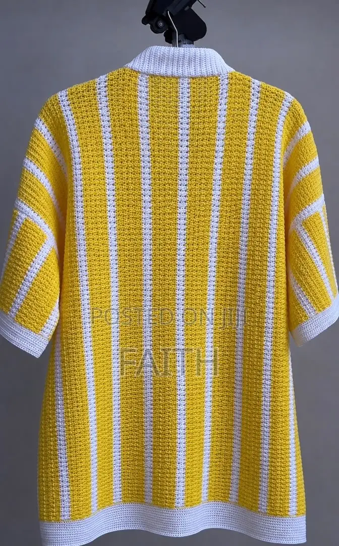 Crochet Stripped Polo Shirt