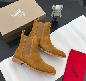 *Christian Louboutin Men’s Samson Chelsea Suede Boot in Black Brown