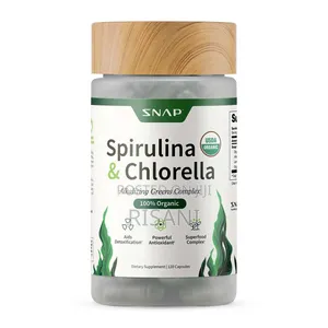 Organic Spirulina and Chlorella Supplement by 120 Capsules