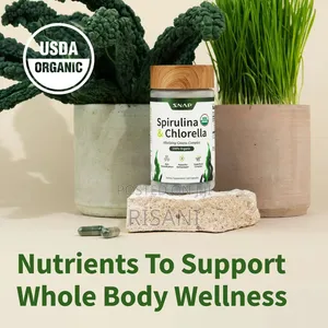 Organic Spirulina and Chlorella Supplement by 120 Capsules