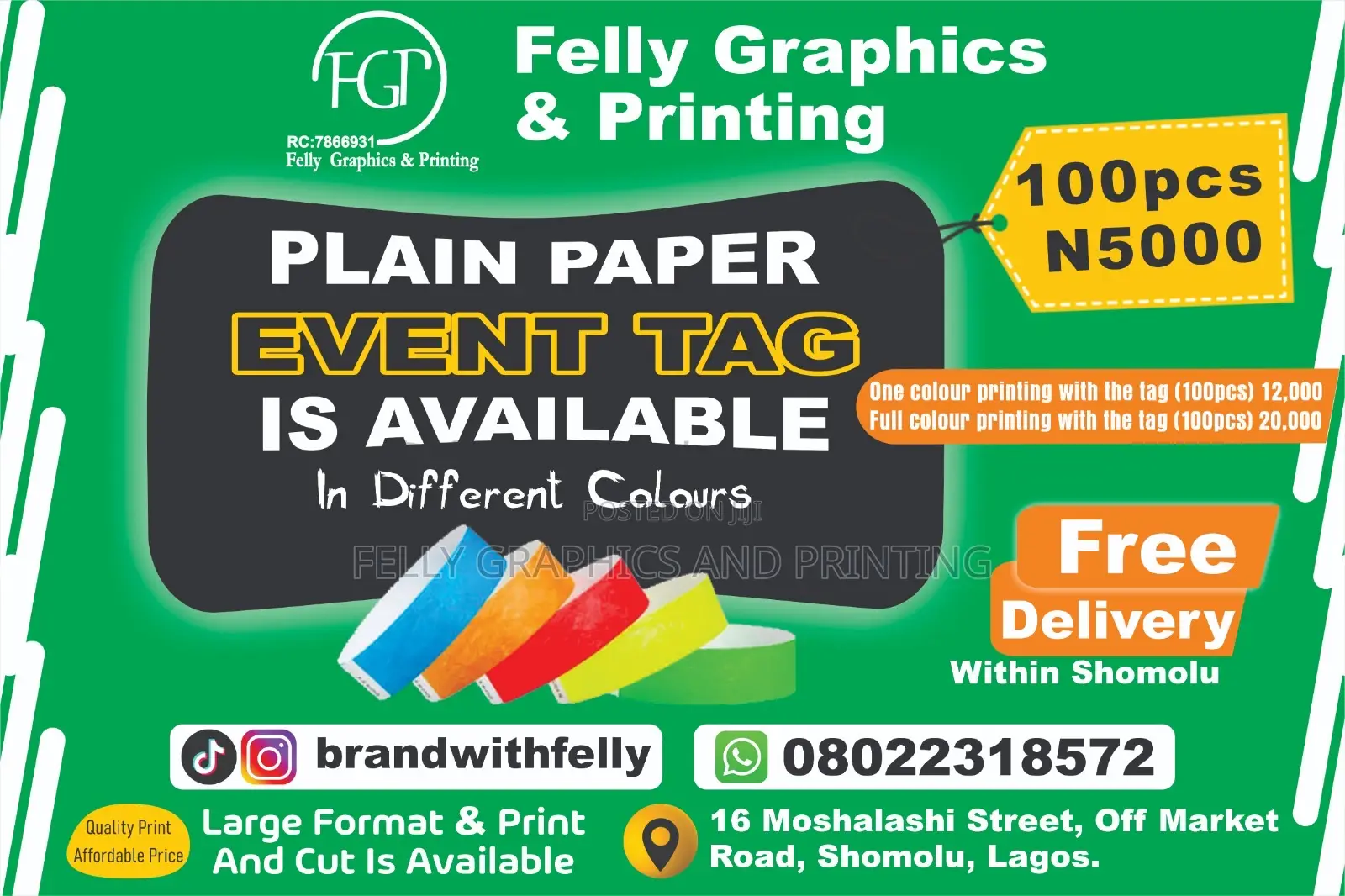 Event Tag Plain and Printing