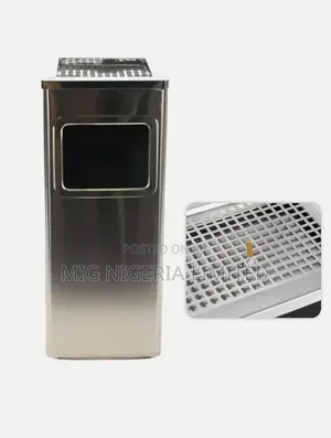 Trash Can With Ashtray Stainless Steel Square Trash Can Hotel