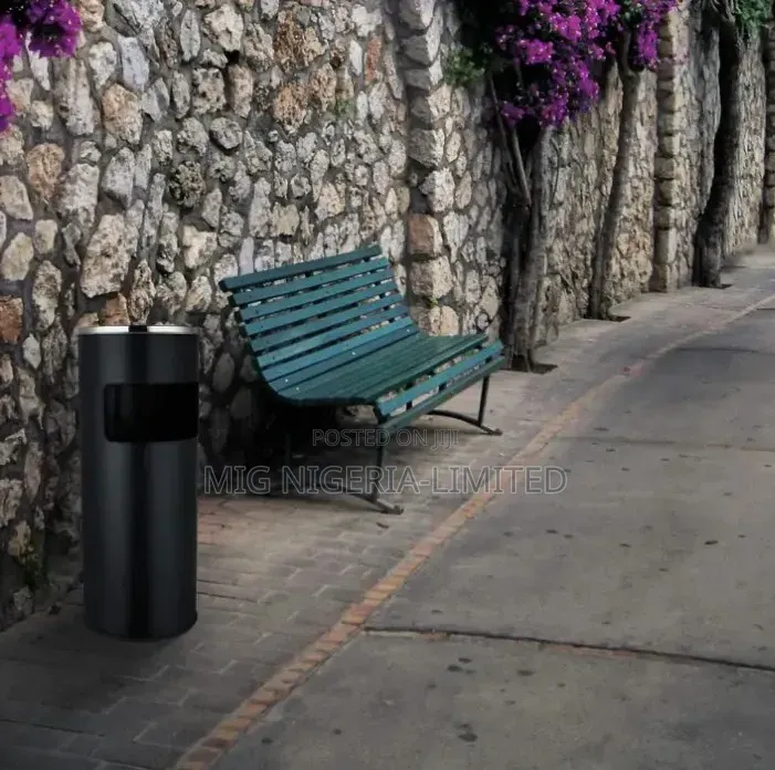 40L Trash Can With Ashtray Stainless Steel Square Trash Can Hotel