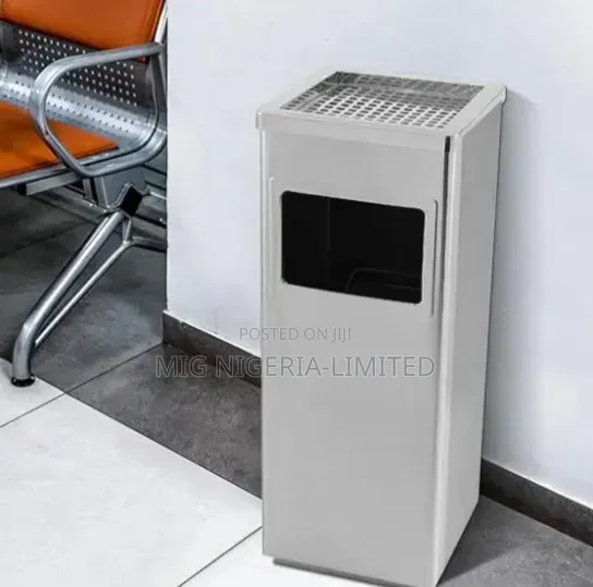 40L Trash Can With Ashtray Stainless Steel Square Trash Can Hotel