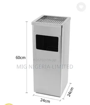 40L Trash Can With Ashtray Stainless Steel Square Trash Can Hotel