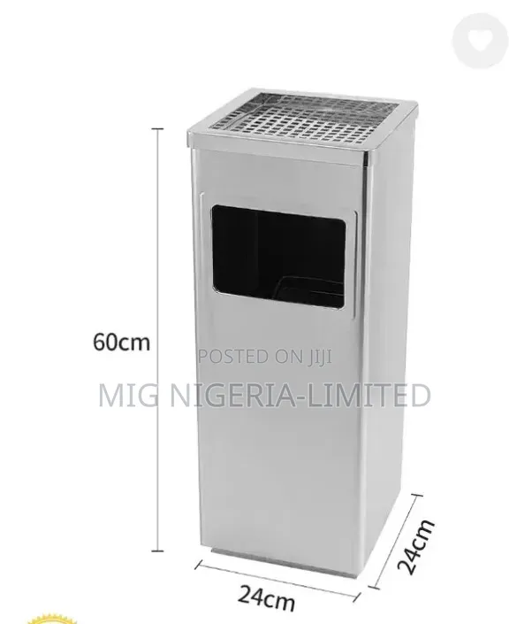 40L Trash Can With Ashtray Stainless Steel Square Trash Can Hotel