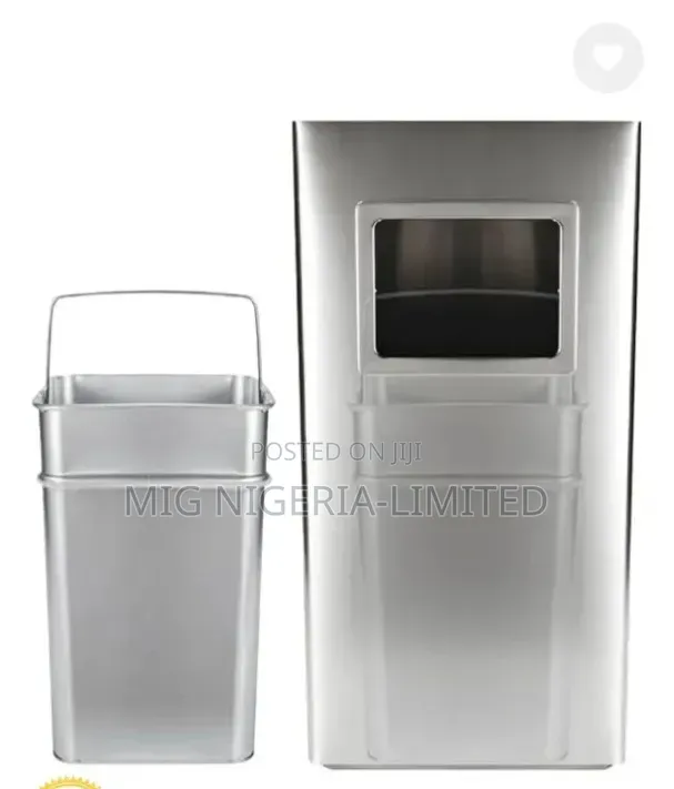 40L Trash Can With Ashtray Stainless Steel Square Trash Can Hotel