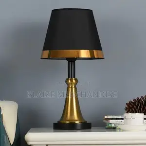 Modern Luxury Black Gold Bedside Table Lamp With Marble Base