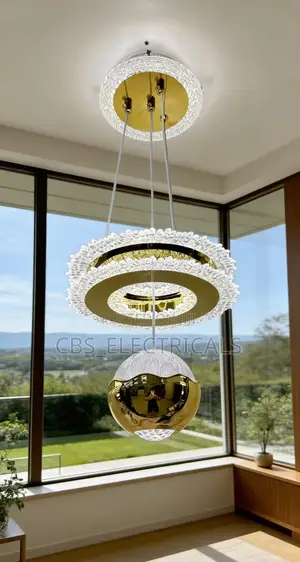 Luxury Crystal Ring Gold Globe Pendant Light