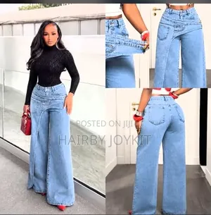 Stylish Wrap Layered Wide-Leg Jeans