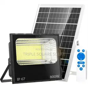 Hzsolar 800W Flood Light With Solar Panels and Remote Control