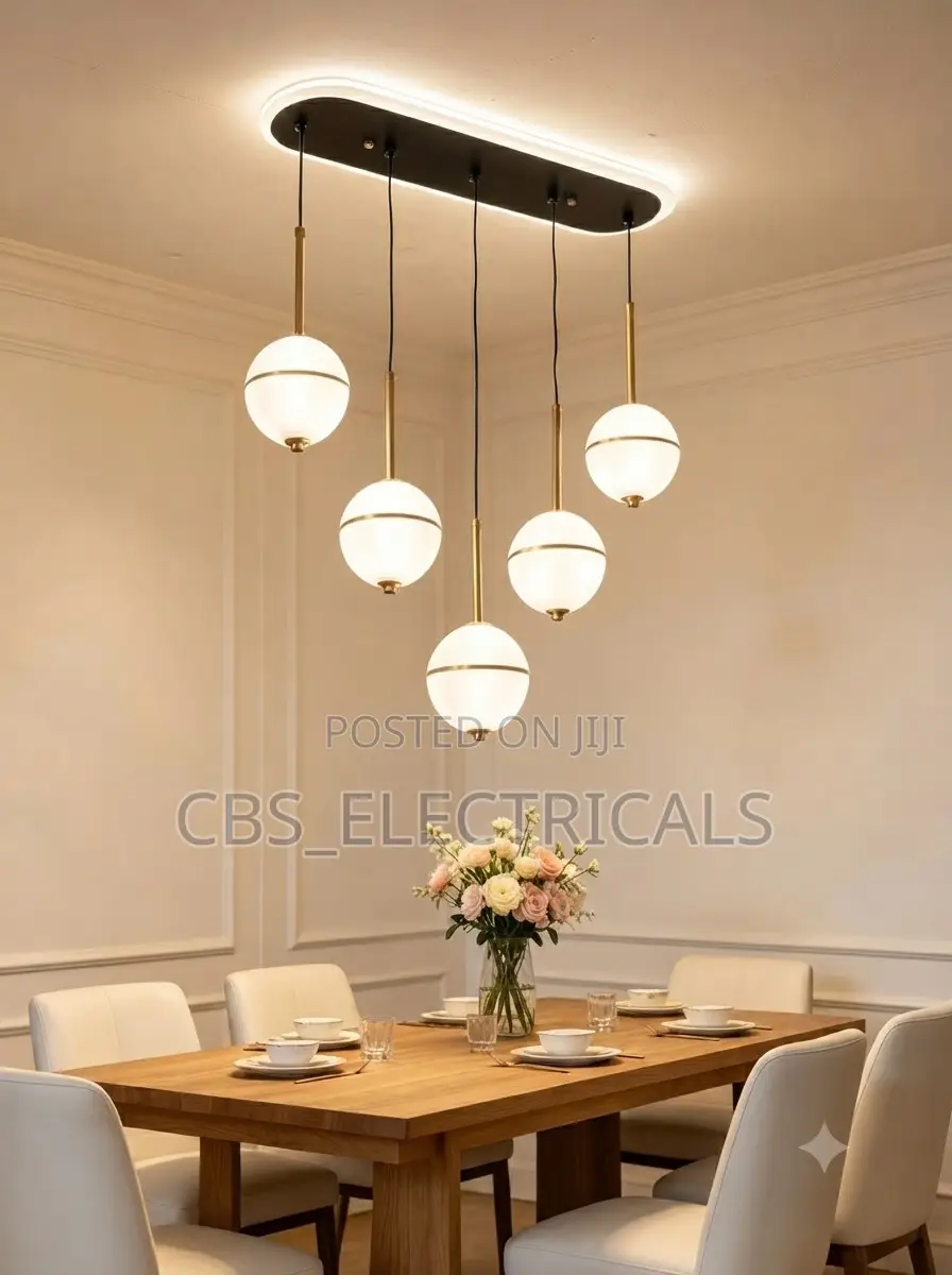 Modern 5-Globe Linear Chandelier Light