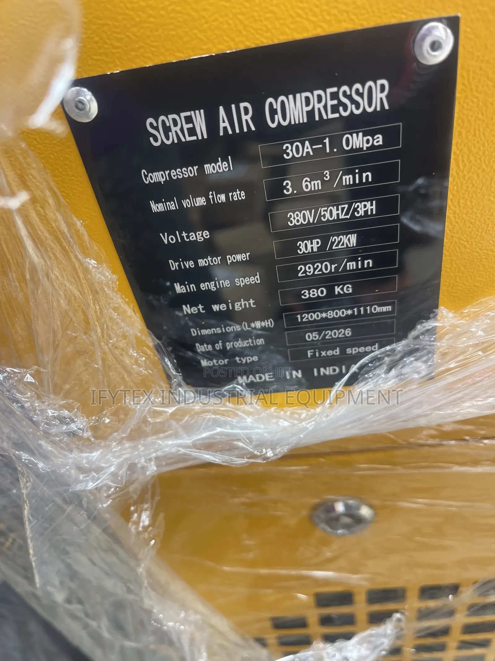 Screw Air Compressor 30hp 22kw 10bar