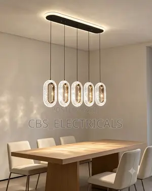 Modern 5-Ring Crystal Oval Linear Chandelier