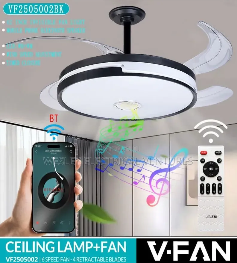 With Light/Remote/Fan/BTmp3
