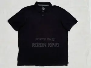 George Cotton Plain Black Polo T Shirt Size Large L