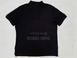 George Cotton Plain Black Polo T Shirt Size Large L