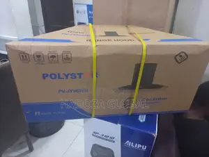 Polystar 90cm Black Tempered Glass Rangehood