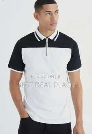 BoohooMan Colour Block Zip Neck Polo T-Shirt (Genuine UK Import)