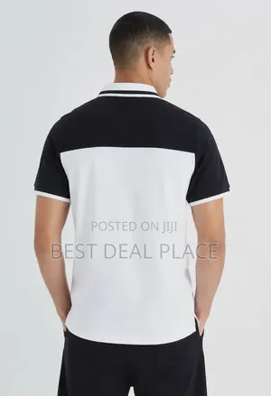 BoohooMan Colour Block Zip Neck Polo T-Shirt (Genuine UK Import)