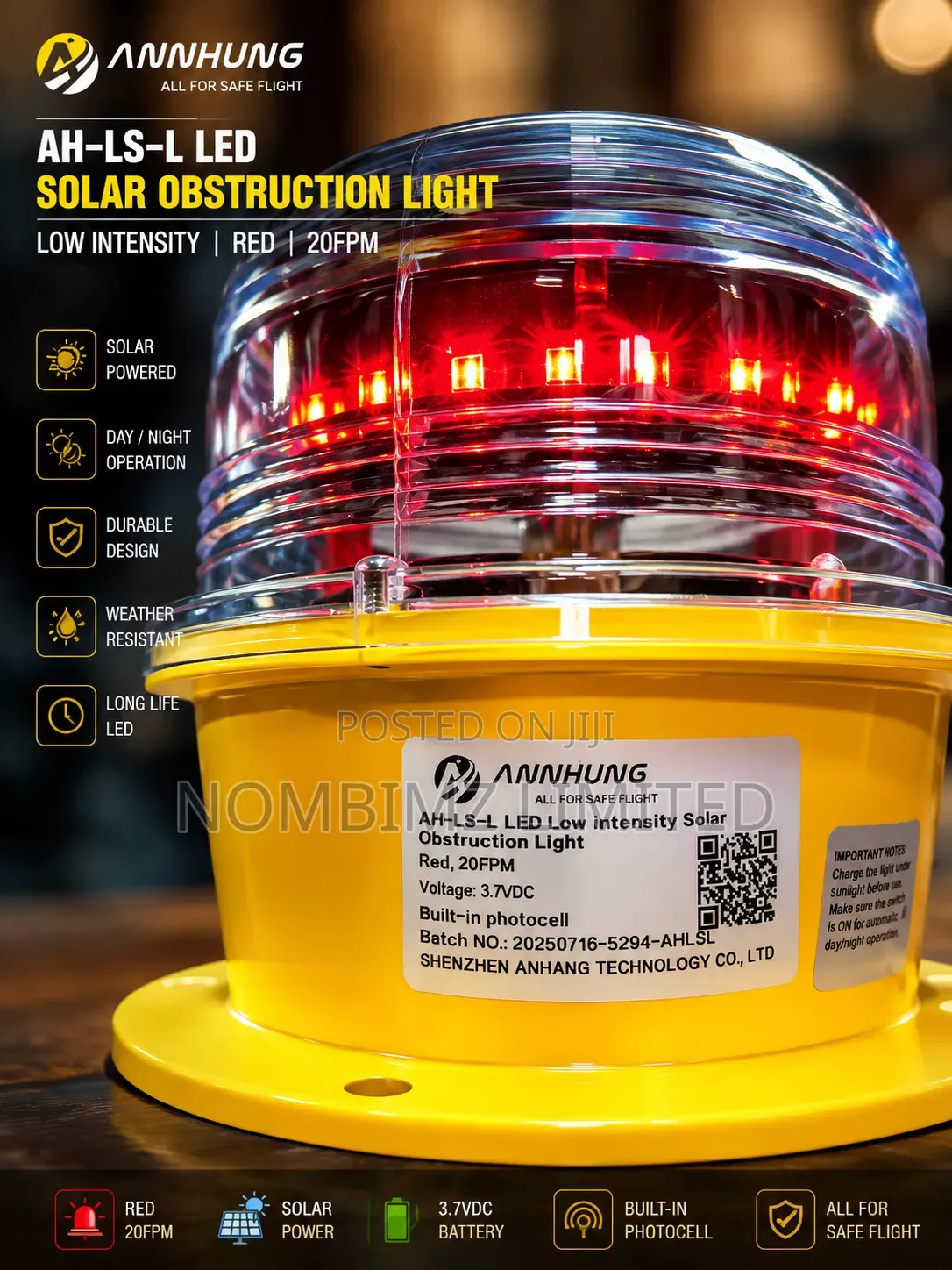 ANNHUNG AH-LS-L LED Low Intensity Solar Obstruction Light.