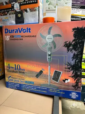 DuraVolt 18" Solar Rechargeable Fan With Remote