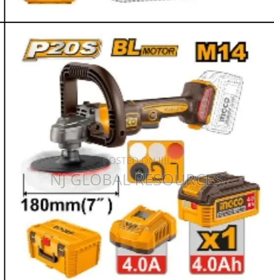 Cordless Polisher (With Plastic Box) 7" Ingco 20v