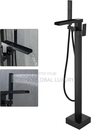 High Quality Black Standing Waterfall Bathtub Mixer Tap.