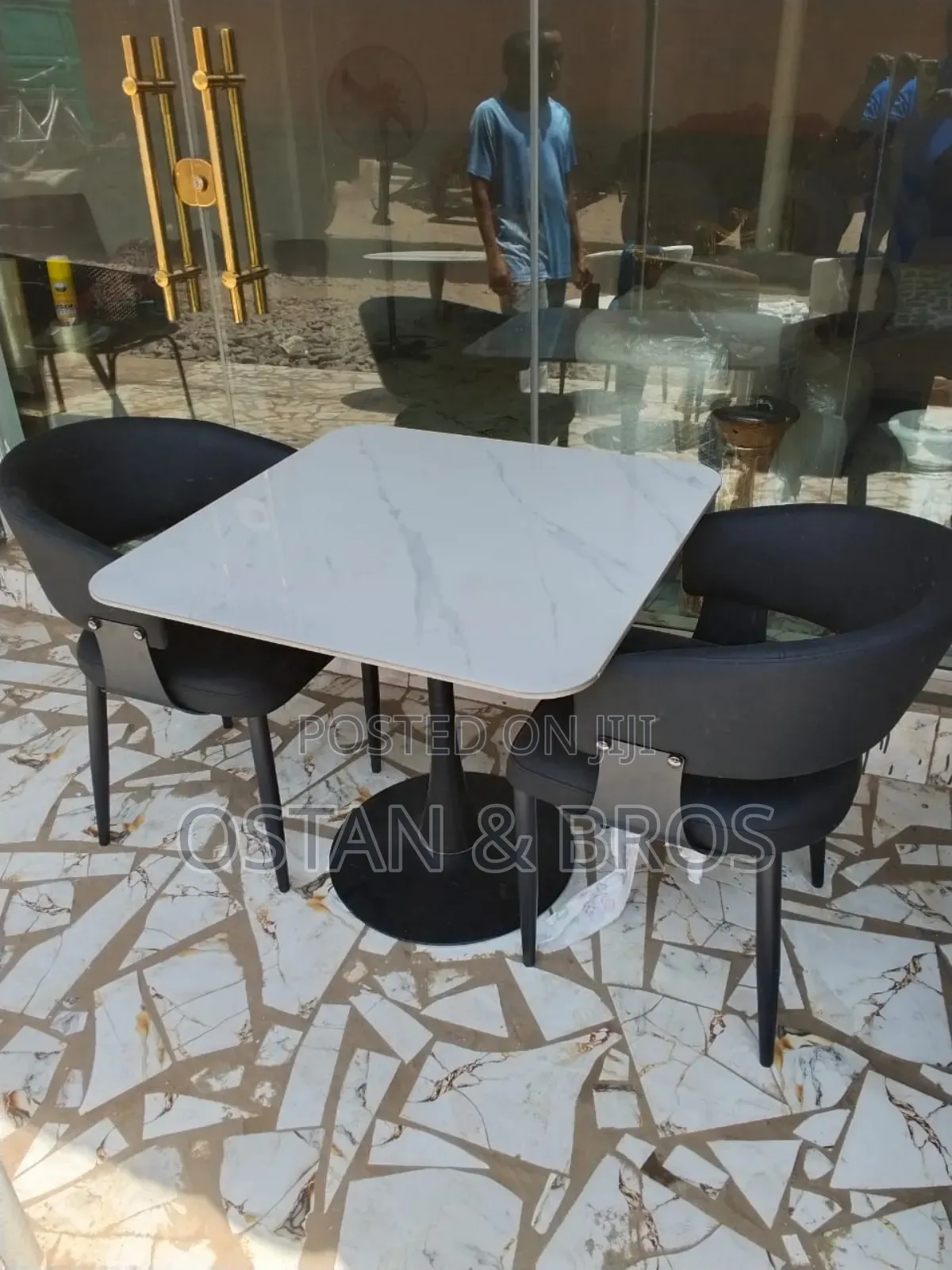 Marble Top Restaurant Table With 2 Chairs