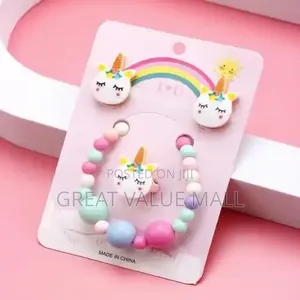 3-Piece Unicorn Kids Jewelry Set - Bracelet, Ring, Earrings