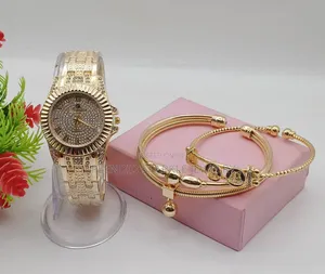 Luxury Gold Women's Watch Combo With Non-Tarnish Bracelet Set