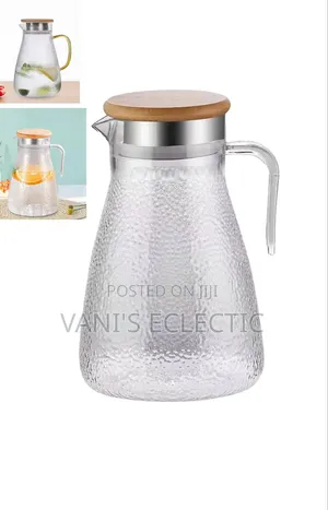 2L Hammered Glass Pitcher With Bamboo Lid (Acrylic Jug)