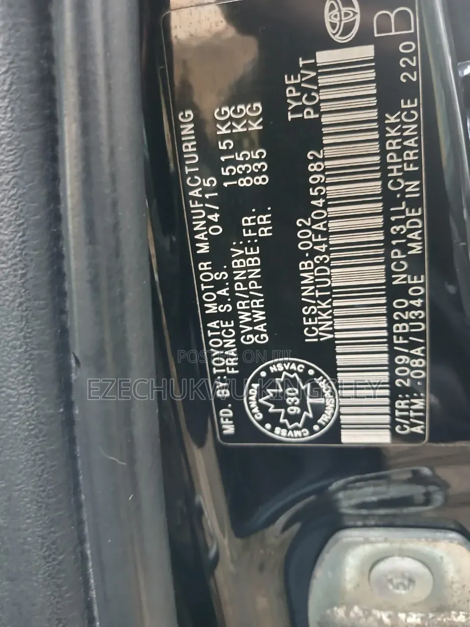 Toyota Yaris 2015 Black
