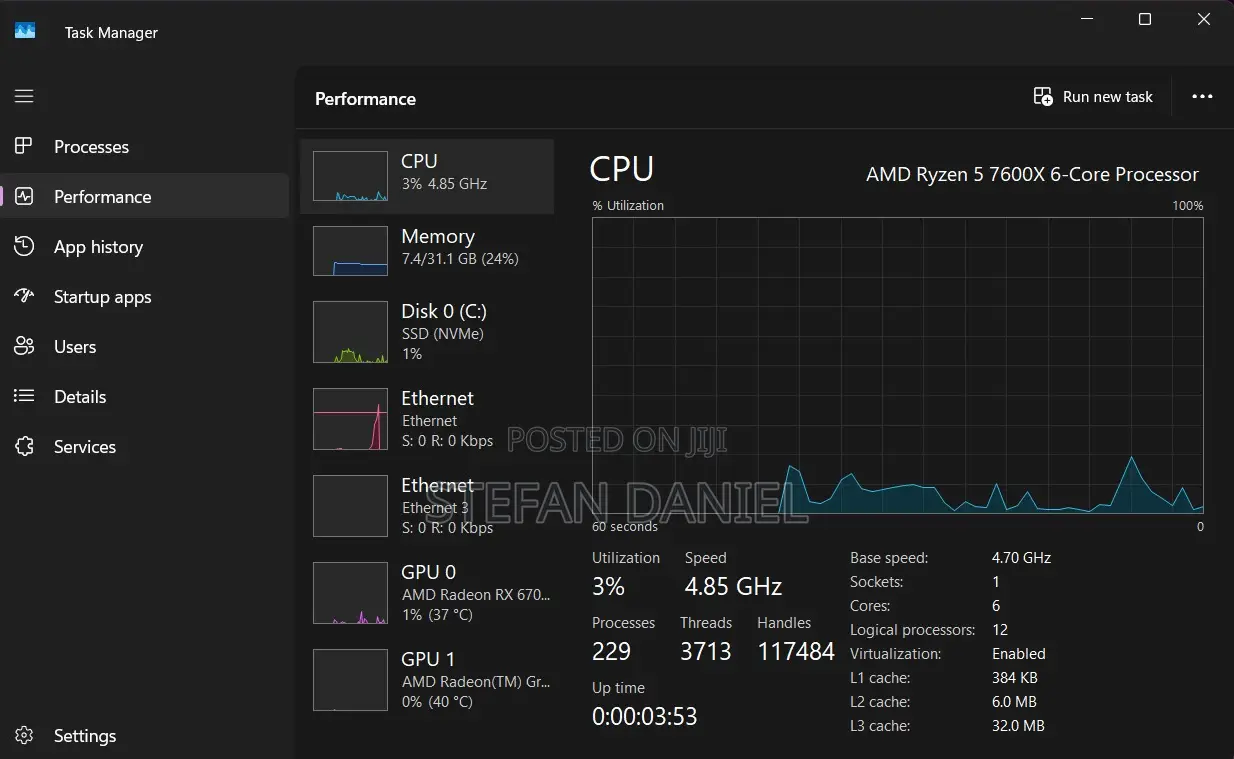 Desktop Computer 32GB AMD Ryzen 5 SSD 1T