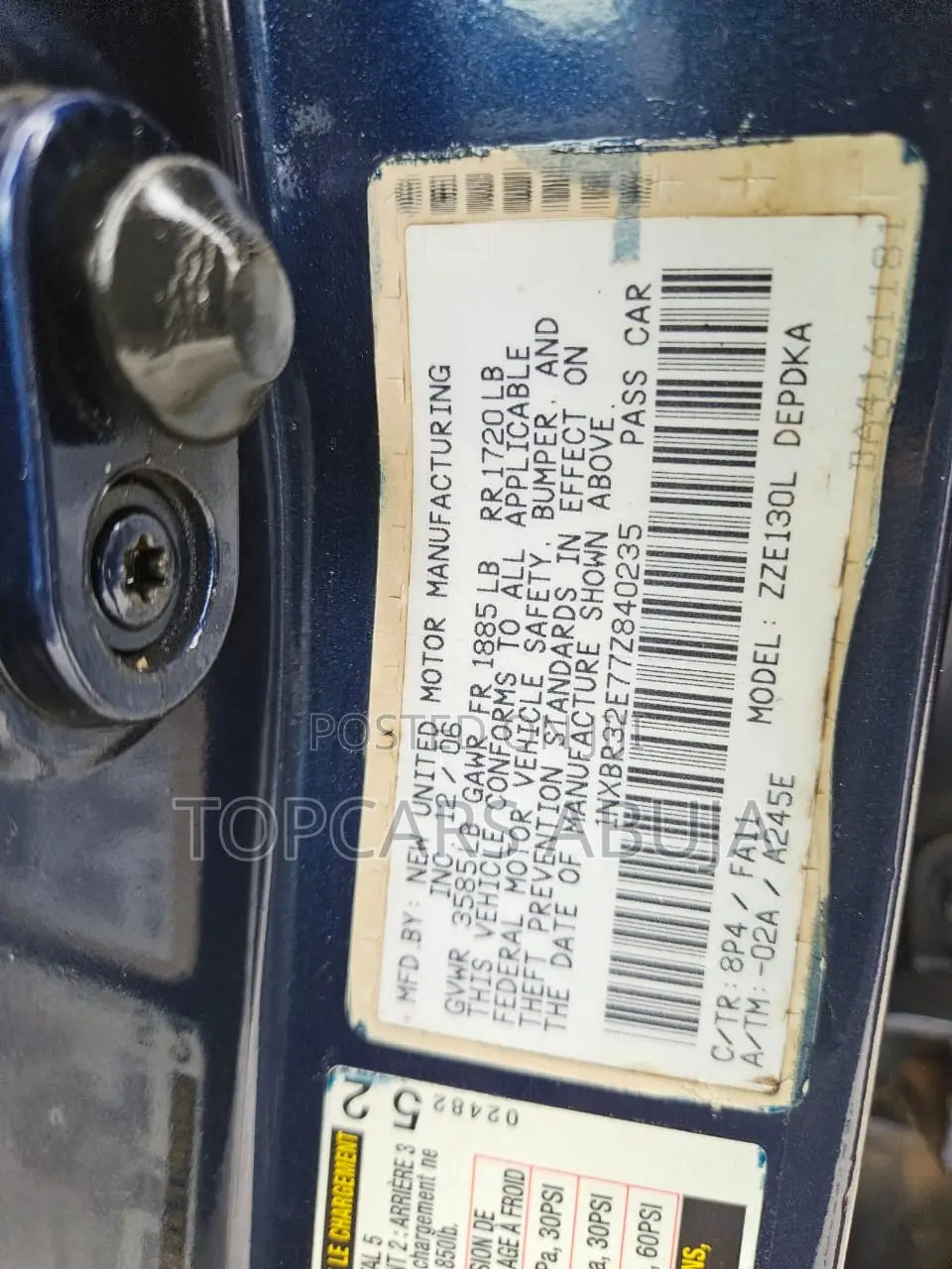 Toyota Corolla 2007 Blue