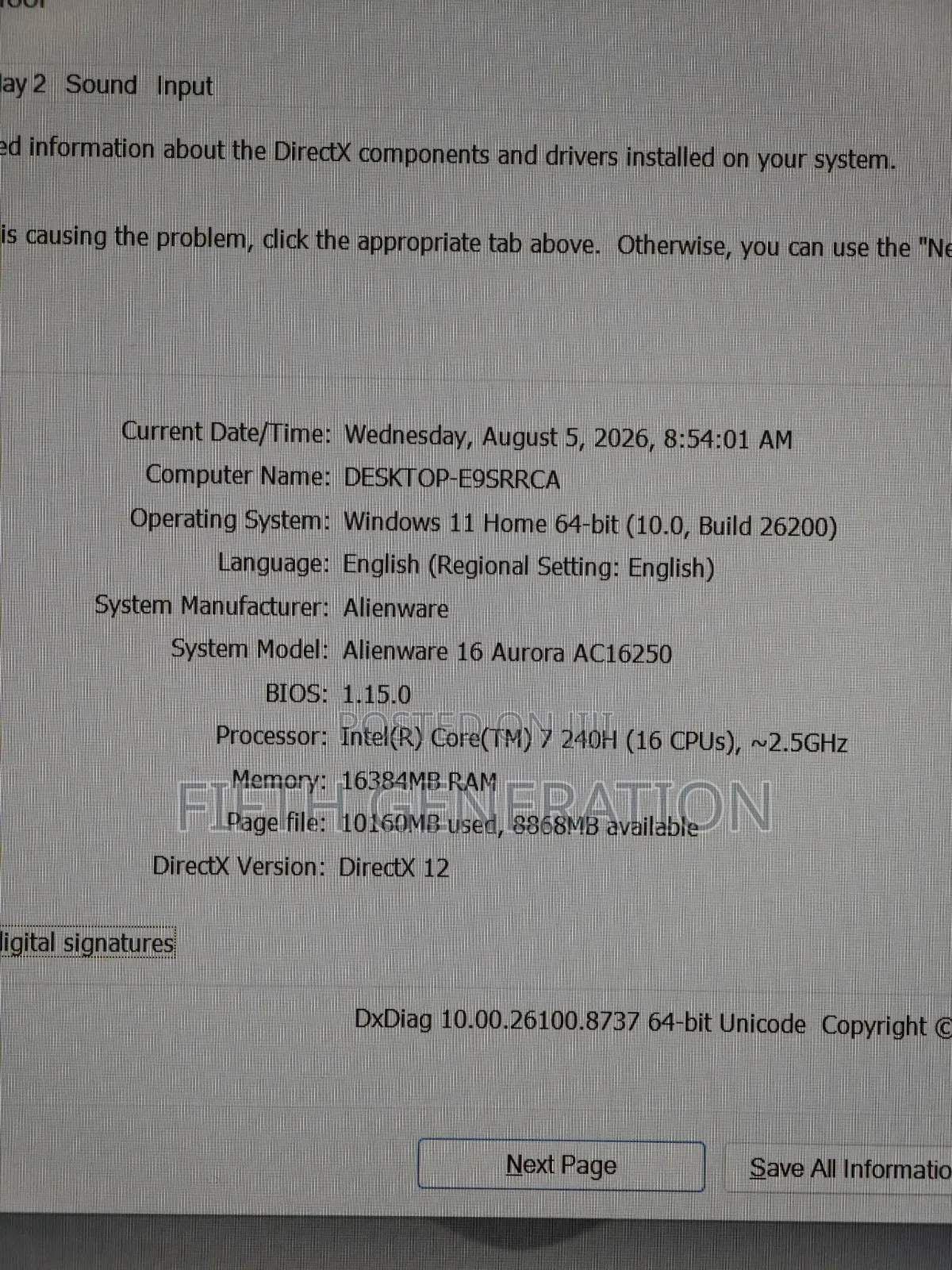 Laptop Alienware 16 Aurora 16GB Intel Core 7 SSD 1T