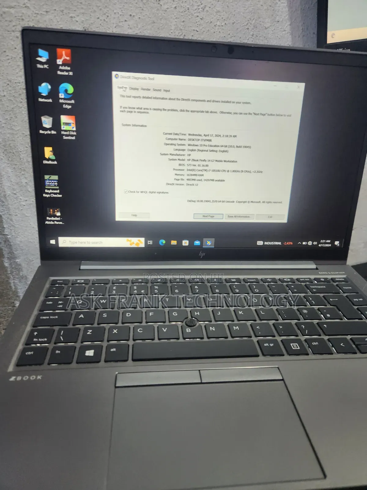 Laptop HP Zbook Fury 15 G7 16GB Intel Core i7 SSD 512GB