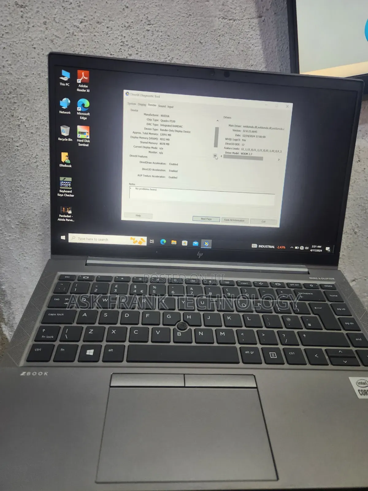 Laptop HP Zbook Fury 15 G7 16GB Intel Core i7 SSD 512GB