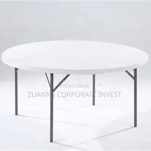 Round Bi-Fold Folding Table/ White