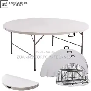 Round Bi-Fold Folding Table/ White